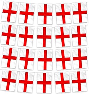 10 Meters Long World Cup Bunting Flags with 20 St Georges Flags - Qatar England Flags Bunting, St Georges Day Decorations, Football Bunting Plastic Flags