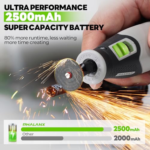 Image of PHALANX Rotary Tool - 4V Cordless Rotary Tool Kit Accessories 80 PCS 2500mAh Battery, Preset 5 Speed Adjustment Grinder Tool for Cutting Sanding Carving Polishing Engraver DIY Crafts(R4-Standard)
