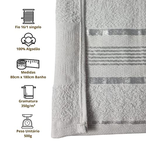 Kit 03 Toalha de Banho Gigante Banhão Egito 80x180cm 500g 100% Algodão Atacado - Branca