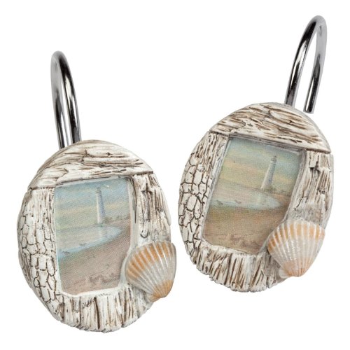 Creative Bath Products Inc. at The Beach Hautman Shower Curtain Hooks, Blue/Tan