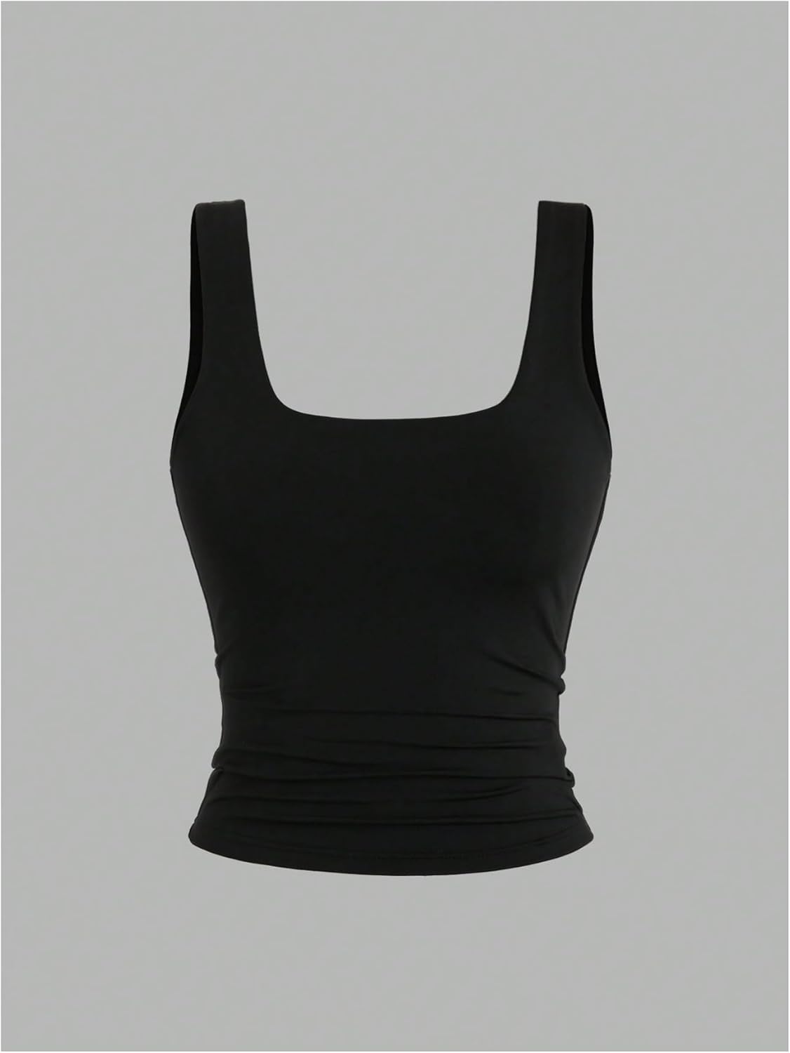 Women's Y2k Double Lined 3 Piece Crop Tank Top Sets Square Neck Sleeveless Ruched Tee Shirt Basic Tops Pack - Image 5