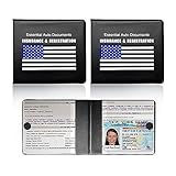 Ziciner Car Registration Insurance Holder, 2Pack Essential Auto Card Document Glove Box Organizer with Touch Fastener, Vehicle Interior Accessories Perfect for Most Car, Truck, SUV (Black/Blue Flag)