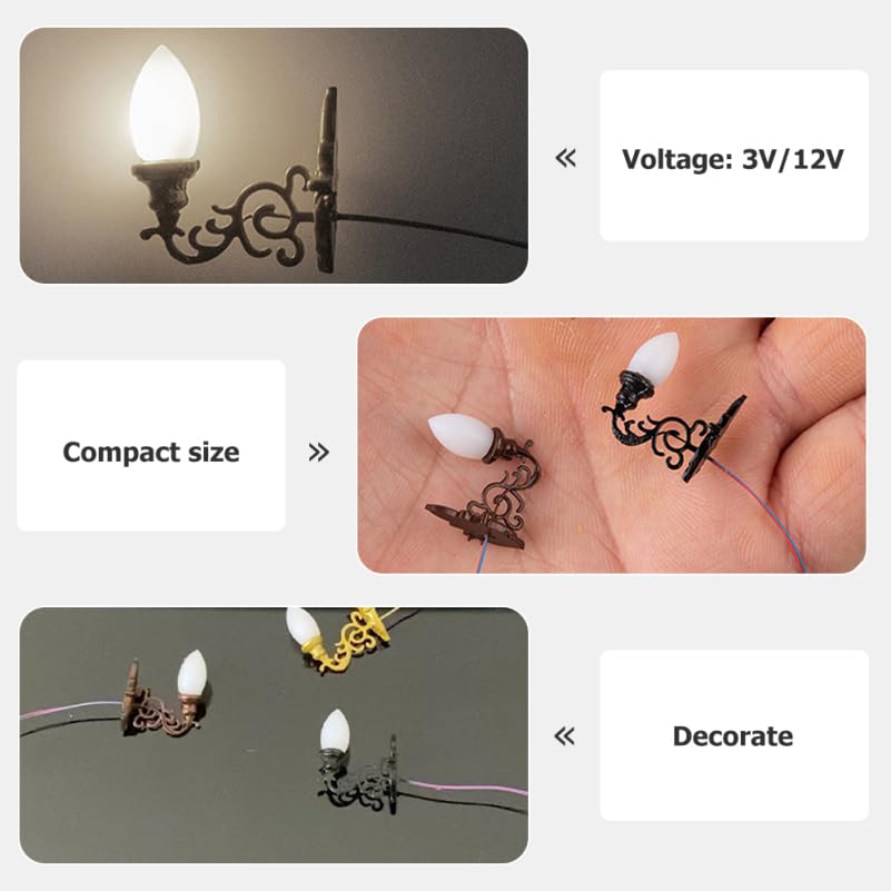 4pcs Mini Wall Lamp Models – Warm Light, 1/87 Scale, For Dollhouse & Diorama 8 thumbnail image