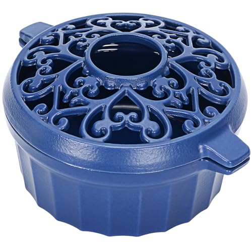 Wood Stove Steamer-Fireplace Humidifier,Cast Iron Humidifier for Stove, Matte Black Finish, Rust Resistant, Lattice Top, 2.5 Quart Capacity,Wood Burning Stove Indoor Decorative.Blue