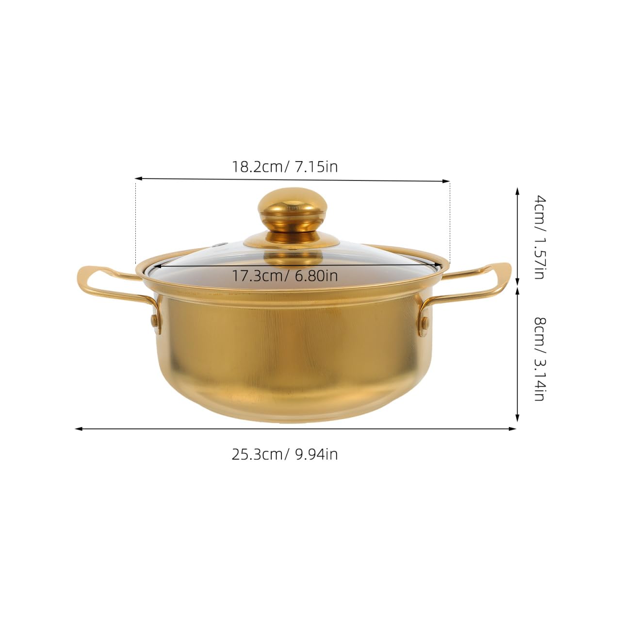 Luxshiny - Olla para sopa (acero inoxidable, con tapa de cristal, pequeña olla de doble asa, compatible con inducción rápida para fideos y sopas