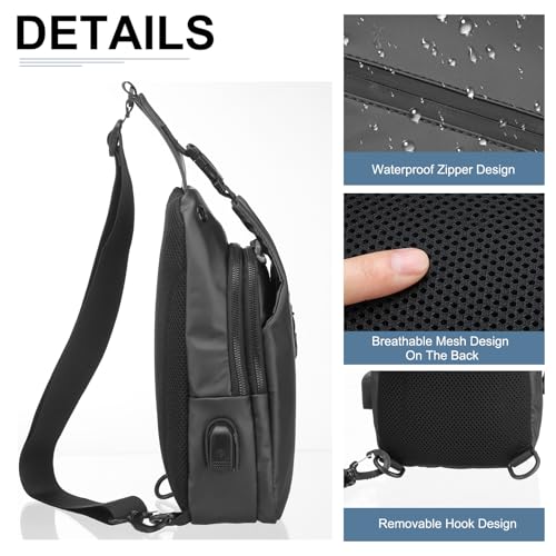 PU Sling Bag Crossbody Backpack - Multipurpose Casual Packs - USB Charge Port3