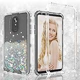 Galaxy Wireless Case for LG Stylo 4 / Stylo 4 Plus Case Hard Clear Glitter Sparkle Flowing Liquid Heavy Duty Shockproof Three Layer Protective Bling Cases for LG Stylo4 / Stylo4 Plus - Clear