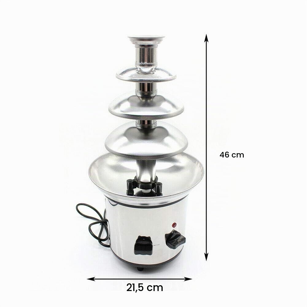 Fuente de chocolate con función de fusión de acero inoxidable, 4 pisos, deliciosa para celebraciones familiares y ocasiones especiales.