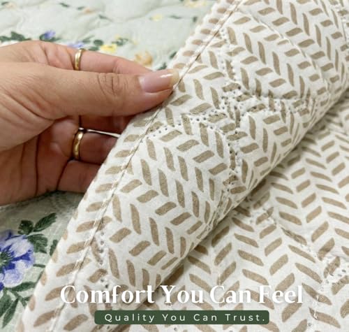 Image of HOMEKART Ultrasonic Quilted AC Comforter 220 GSM (1500g) Premium Microfiber Reversible All-Season Blanket for Double Bed|Ultra Soft, & Lightweight, Quilt /Duvet | Comforter (Light Green, 225CMx220CM)