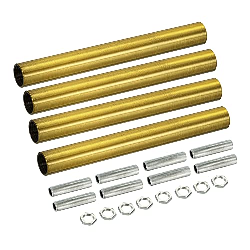 MECCANIXITY Threaded Extension Rod, 3.94" Lamp Pipe with Connector Light Fixture Parts for Pendant Light Island Lighting Chandeliers Stems, Bronze 4 Set