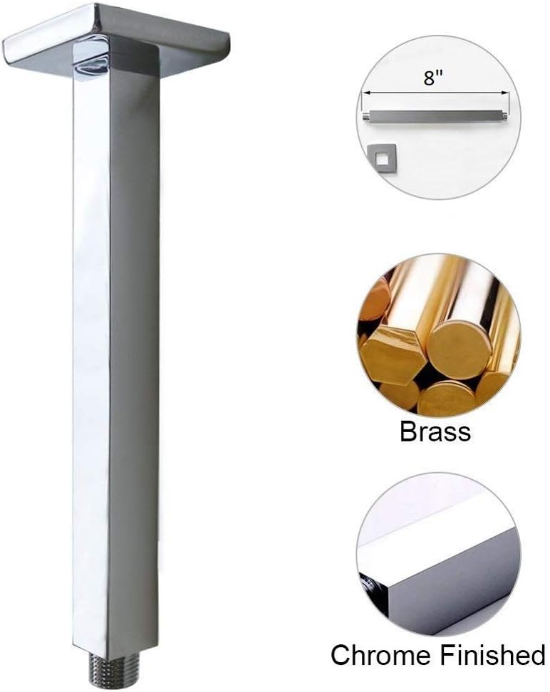 Cascada Luxury Bathroom Shower Set Rainfall LED Shower Head, Double-Function Valve, and Brass Handheld Shower (16", Stainless Steel/Chrome Finish)