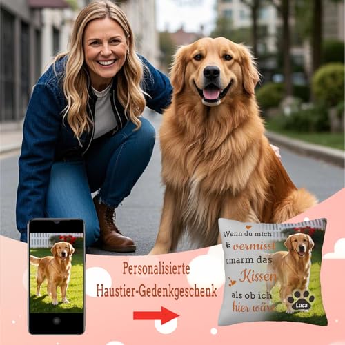 SunHurry Personalisiertes Gedenkkissen für Hunde, Trauerkissen mit Foto, Erinnerungsgeschenk für Haustiere