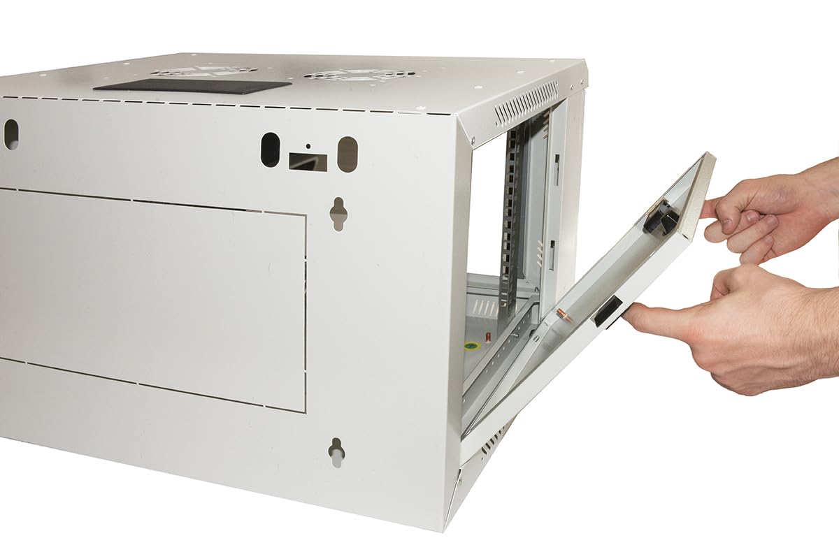 CO1906UPH - Armadio rack 19" 6 unita' da muro per reti mm (a)380 x (l)600 x (p) 450 mm colore grigio porta vetro