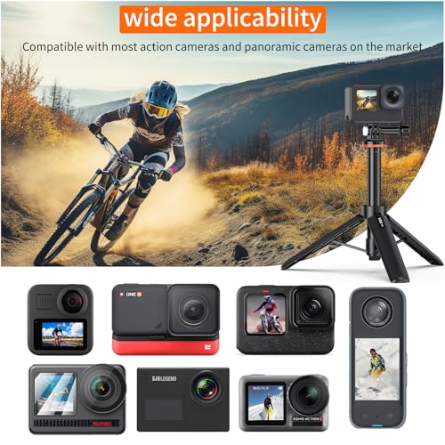 VRIG 20.1” Extendable Mini GoPro Tripod,Portable Selfie Stick Pole Camera Tripods for GoPro Max Hero 12 11 10 9/DJI Action 5 Pro 4 3/Insta360 Ace Pro/Insta 360 GO 3S Action Camera Tripod Accessory