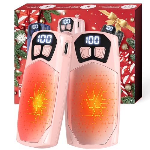 Kesguar Hand Warmers Rechargeable 2 Pack - 6000mAh Electric AI Handwarmers, LED Display & 5-Level Heating, 20Hrs Long Lasting, 2-in-1 Portable Heater, Gifts for Men/Women/Christmas/Golf/Hunting