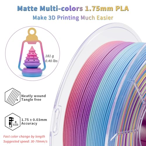 Image of ZIRO Fast Color Changing PLA, Matte Multi Colors Filament 1.75mm, No-Shine Rainbow 3D Printer Filament, Dimensional Accuracy + /-0.03mm, Fit Most 3D Printers, 1KG / 2.2lbs Spool, Vibrant Coral