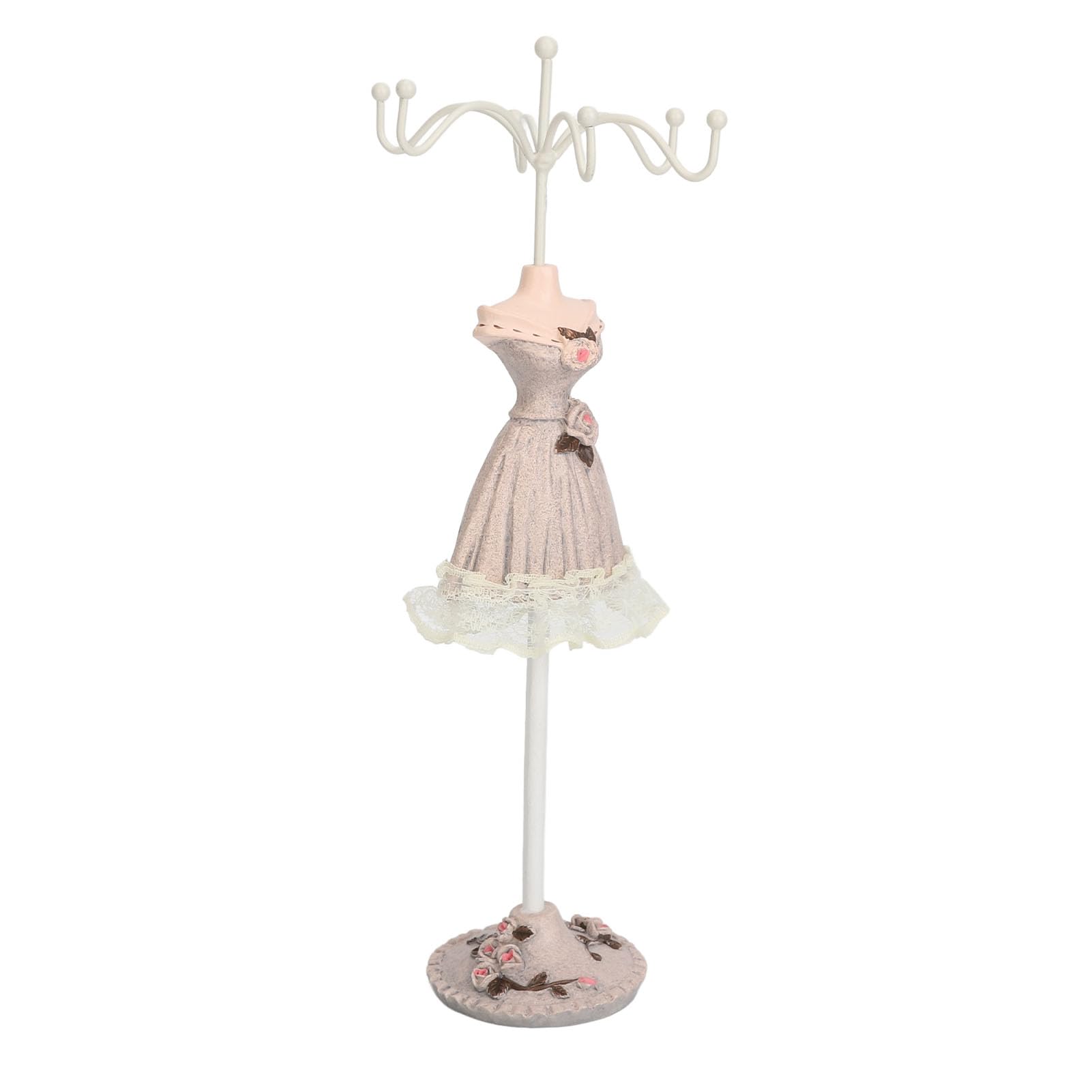 FOSA Mannequin Dress Jewelry Display Stand with Easy Jewelry Storage, Exquisite and Compact Organizer for Earrings, Necklaces, Bracelets, Decorative Doll Holder with Environmentally