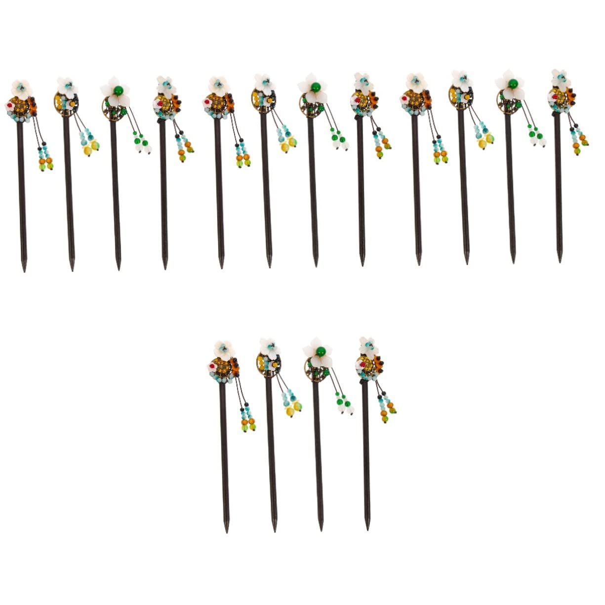LALAFINA 16stücke Teiliges Chinesische Holz-haarstäbchen Mit Blumenmotiv Für Damen Elegante Haarnadeln Für Hochzeiten Und Partys Für Lange Haare Und Formelle Anlässe
