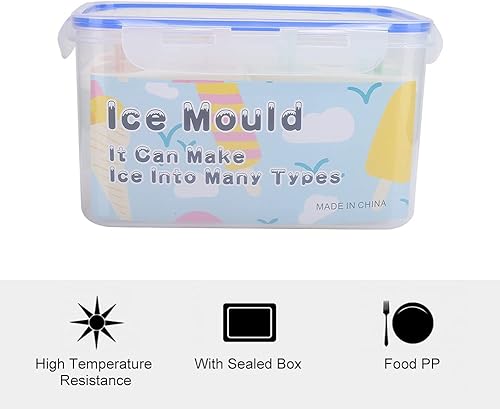Miniatura 2 de Moldes para paletas de hielo, bandejas de hielo para congelador, molde de helado de PP para el hogar, kit de caja de sellado con tapa, herramienta
