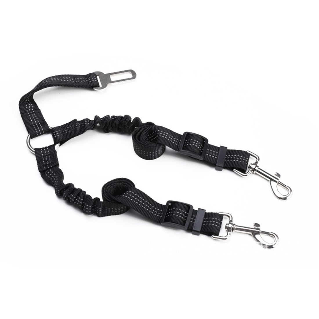 Double Dog Lead Splitter, No Tangle 360° Rotation Dog Leash Coupler for Walking 2 Dogs, Adjustable Shock Absorbing Bungee Reflective Dual Lead (Black, (for Pets 7-20 LBS))