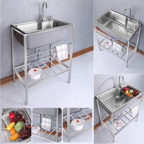 Évier de cuisine professionnel portable lavabo utilitaire 1 bac - 7