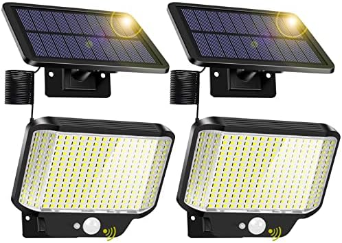 Solar Outdoor Lights,Deogos 266 LED Motion Sensor Outdoor Lights Solar Powered,IP65 Waterproof Security Wall Lights Dusk to Dawn Outdoor Lighting for Outside Backyard Front Door Porch Garden - 2 Pack