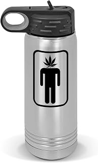 RDW Pot Head Water Bottle 20 oz - Laser Engraved w/Flip Top Removable Straw - Polar Camel - Stainless - Vacuum Insulated - Drinkware - Marijuana Hemp Leaf Weed - Stainless Steel