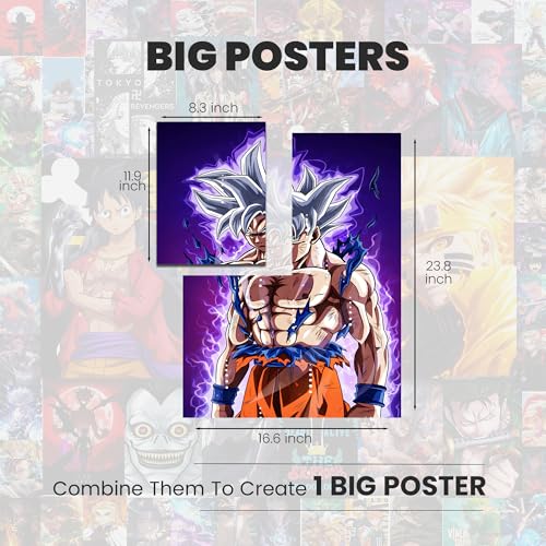 Image of Anime Wall Poster Set - 80 PCS Anime Posters Collection | 63 Small (6x4 in), 12 Medium (9x6 in), 5 Large (23.8x16.6 in) | 300 GSM Thick Premium Paper | Aesthetic Room Decor for Bedroom, Gaming Setup & Otaku Gifts