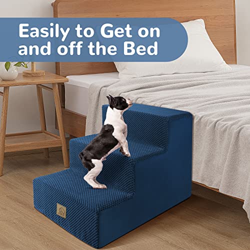3-Steps Foam Dog Steps For Indoor Access,High Density Foam Dog Stairs For High Bed Sofa,Non-Slip Pet Steps Stairs Ladder With Washable Fabric Cover,Up To 60 Lbs,1 Free Lint Roller With 2 Pcs Refills #TOP3