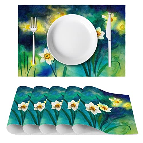 Set de table fleur aquarelle antidérapant x6 pour table à manger 30x45cm - 3