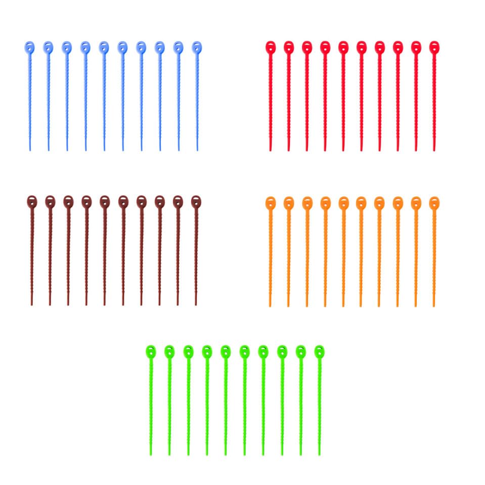 Bridas de silicona reutilizables organizador cables colores bolsas alimentos 50 uds
