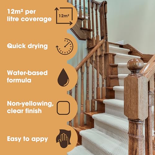 Image of Furniture Clinic Extra Tough Wood Varnish - 250ml - Fast Drying, Clear Varnish - Low Odour, Water-Based - Protects Interior Wood from Scratches and Stains - Gloss