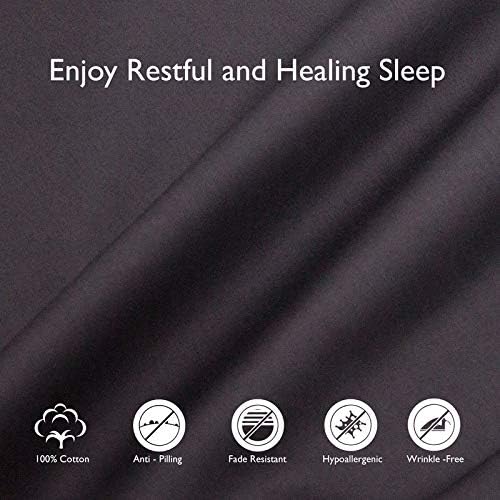 Callista 100% Cotton Sateen Sheet Set 400 Thread Count -Queen Size, Wrinkle-Free, Fade, Stain Resistant, Hypoallergenic -4 Piece Set -1 Flat Sheet, 1 Fitted Sheet and 2 Pillowcase -Neutrale Grey