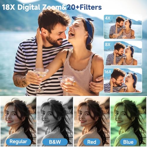 Digital Camera 4K for Photography, 50MP Vlogging Camera for YouTube Video with Flash and 3" 180° Flip Screen, 18X Digital Zoom Compact Travel Cameras with 64GB TF Card for Teens Beginner (Black) - Image 4