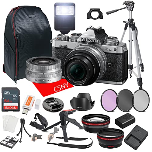 Nikon Zfc Mirrorless Camera with 16-50mm Lens + Back Pack Case + Tripod, Lenses, Filters, & More (28pc Bundle)