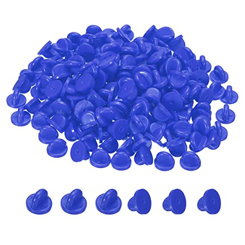 PATIKIL Rubber Pin Backs, 200 Pack Lapel Pin Backing Locking Pin Keepers Brooch Holder for Uniform Badge Hat Tie, Blue