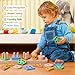 PEBIRA Montessori Toys for 1 2 Year Old, Wooden Sorting and Stacking Toys for Toddlers, Baby Shape Sorter and Color Stacker Blocks for Toddler, Preschool Learning Toy, Gift for 12-18 Month Boys Girls