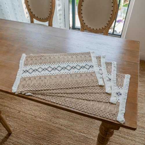 Set de table lavable coton lin imperméable 6 pièces rectangulaire - 6
