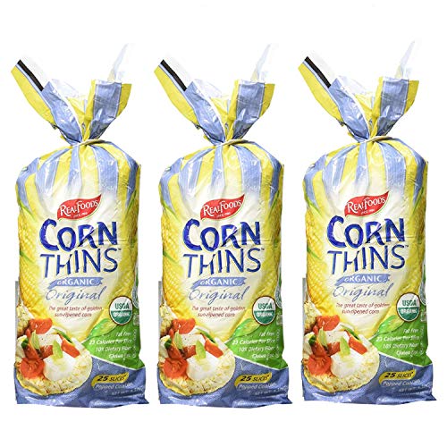 Real Foods Organic Original Corn Thins 5.3oz 3 Pack - Organic Golden Sun-Ripened Corn Cakes - USDA Organic Snack - image 1