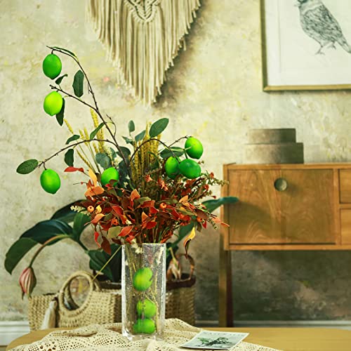 Trimgrace 12 PCS Fake Limes Light Green Fake Lemons Lifelike Artificial Fruit Lemon Decor for Kitchen Home Lemonade Party Photography Prop Faux Limes for Bowl Bottle Vase
