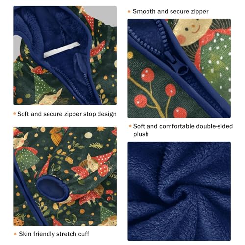 Forest Elves and Leaves Girls Fleece Jacket Girls Fall Jacket Boys Coats Zip Up Hoodie Children Sherpa Warm Outerwear 2-10T3