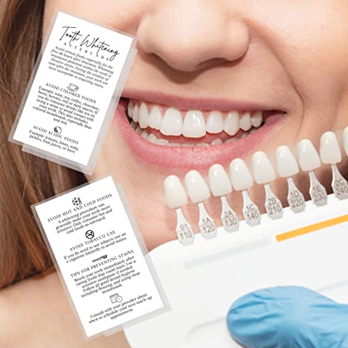 Image of Tooth Whitening Aftercare Cards | 50 Pack | Size 2x3.5 inch inch Business Card | Teeth Whitening Supplies | Black White Minimalist Neutral Plain