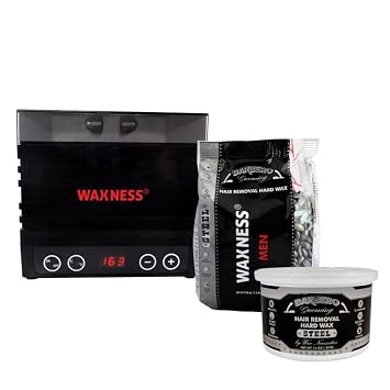 Waxness Barbero All-in-One Hard Wax Kit with W-CUBE Wax Warmer, 2 lb 900 g Stripless Hard Wax Professional Hair Removal for Coarse Hair Made in Italy