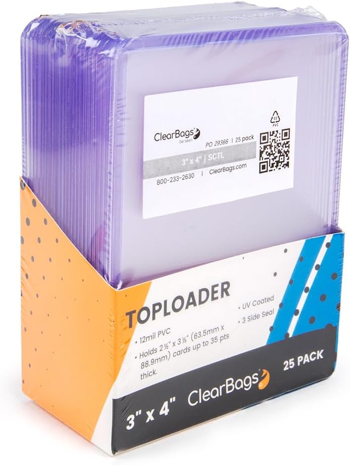 ClearBags Sports Card Top Loaders 3" x 4" – Pack of 25 Durable, Clear Protectors for Trading Cards, Sports Cards, Gaming Cards, Collectibles, and More SCTLA