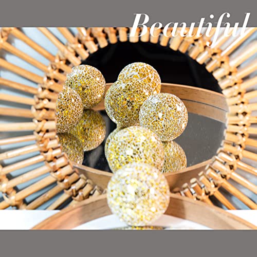 V2Croft 2.4 In Decorative Orbs Glass Balls Set Of 6,Mosaic Sphere Globe For Whole Housewares,Wedding/Birthday,Bowls,Vases Dining Table Centerpieces (Gold) #TOP3