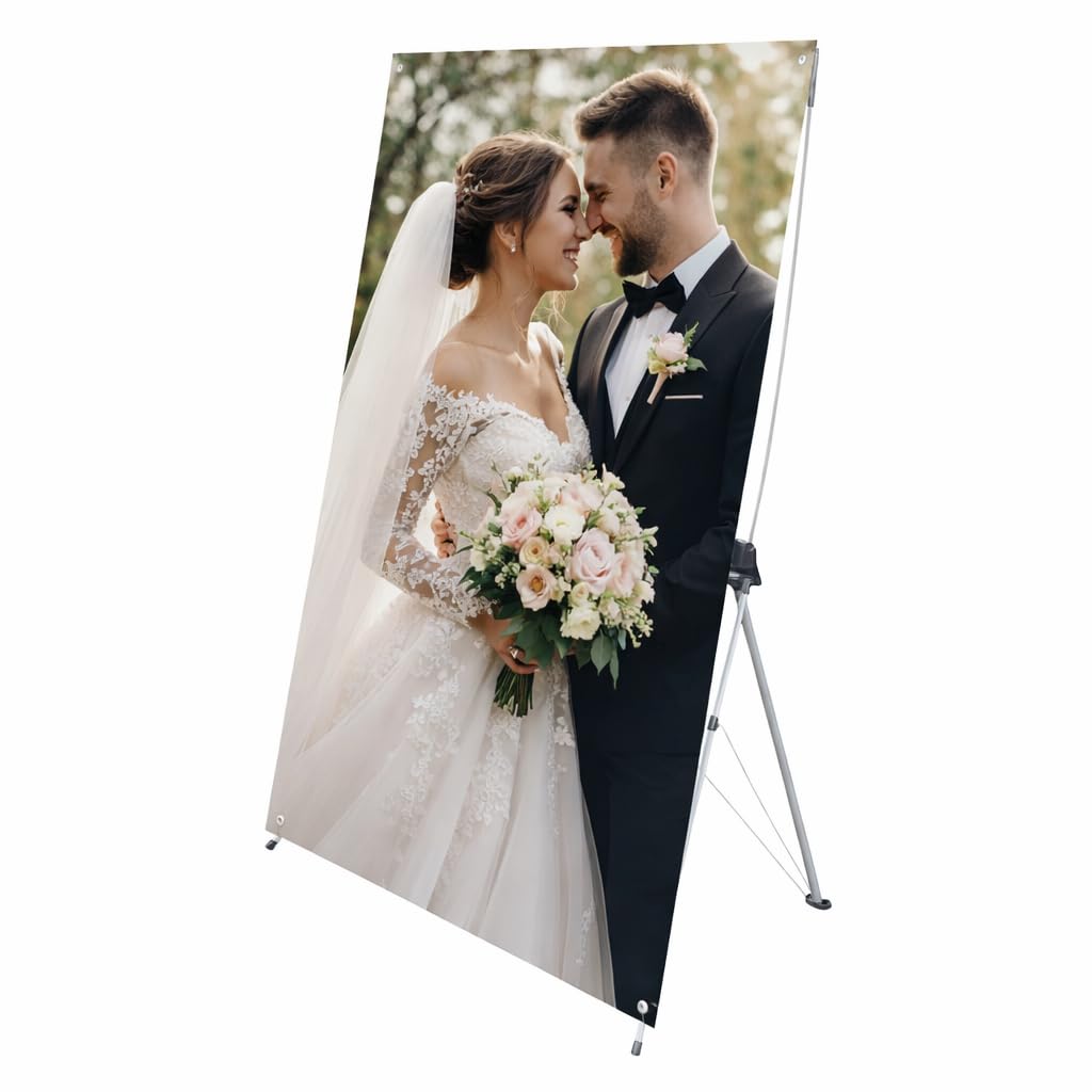 Banner Personalizado, Lona impresa 120x200cm, Soporte en X Plegable, con Ojales, para Bodas, Comuniones, Fiestas, Eventos, Cunmpleaños,etc.