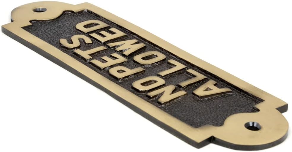 Renovators Supply Manufacturing No Pets Allowed Sign 7 In. X 2-1/8 In. Cast Brass No Pets Allowed Sign