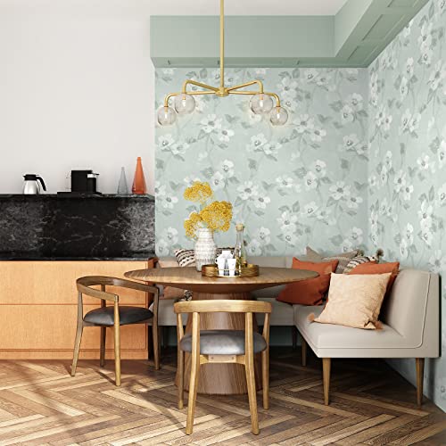 Floral Wallpaper Peel And Stick Wallpaper Floral Boho Contact Paper For Cabinets Green Leaf Watercolor Wallpaper For Bedroom Self Adhesive Removable Wallpaper Flower Wall Paper Waterproof 17.3×393’’ #TOP2