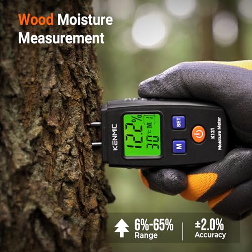 Moisture Meter for Wood, Pin-Type Moisture Detector with LCD Backlit Display, 7 Material Modes, Digital Moisture Tester for Walls, Wood, Firewood, Lumber, Bricks, Floor and More - Thumbnail 3