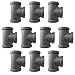 IBEUTES 10-Pack Black Malleable Iron Cast Black Pipe Fittings 3/4 Inch Pipe Tee, DIY Pipe Furniture, 3/4 Inch Threaded Pipe Nipples Industrial Piping